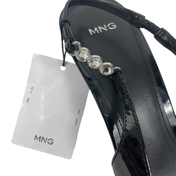 Mango MNG Rhinestone Slingback Kitten Heel Pump Black Size 40/ US 9 - Picture 13 of 13